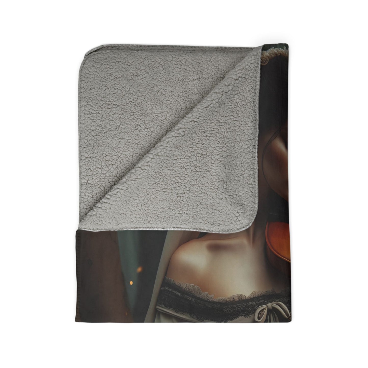 Melody of the Past: Violin Serenade Fleece Sherpa Blanket