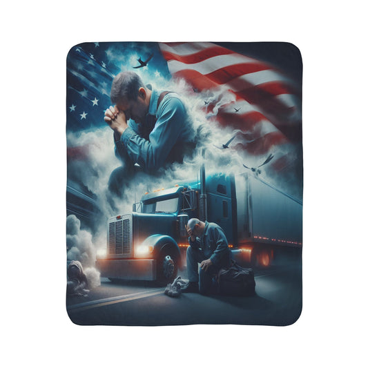 a truckers prayerFleece Sherpa Blanket