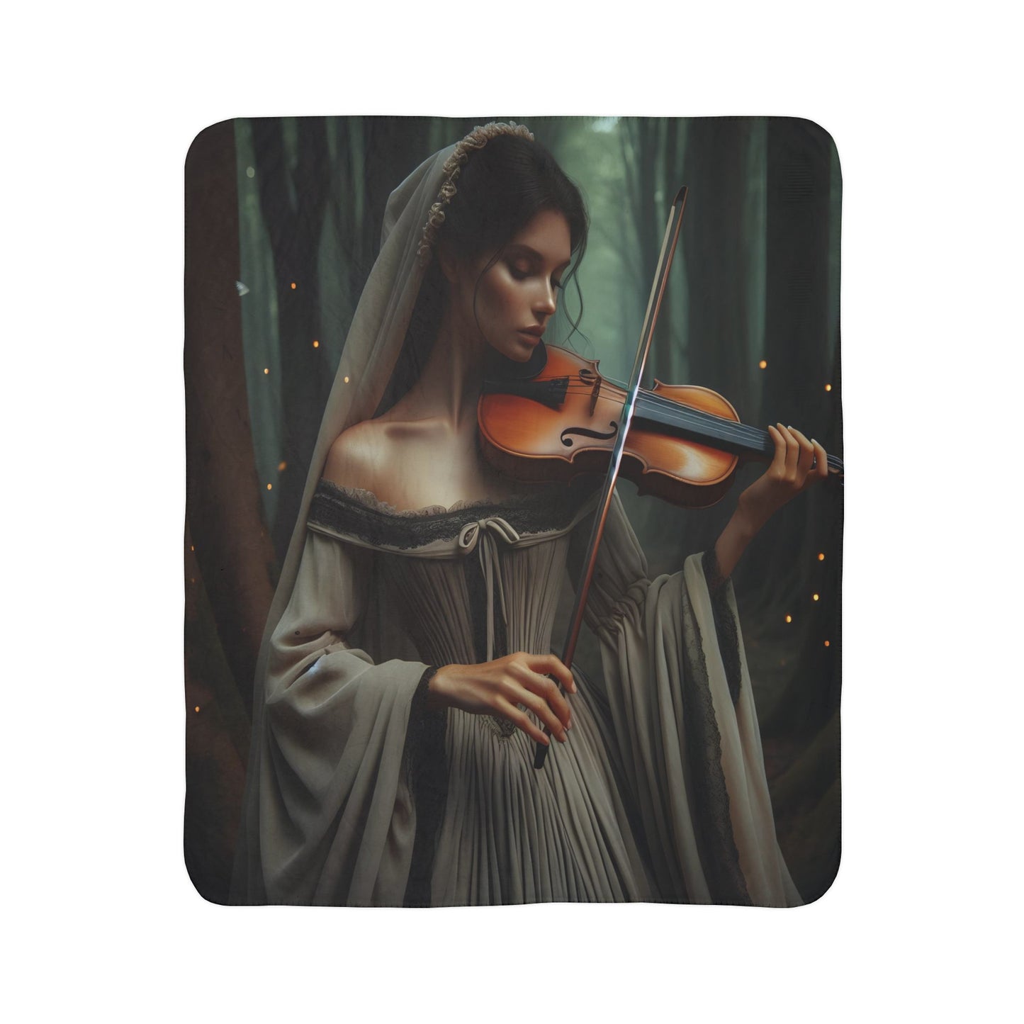 Melody of the Past: Violin Serenade Fleece Sherpa Blanket