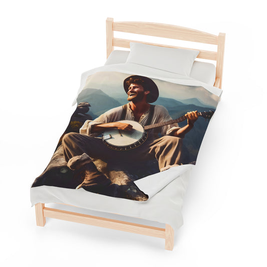 Appalachian banjo Velveteen Plush Blanket