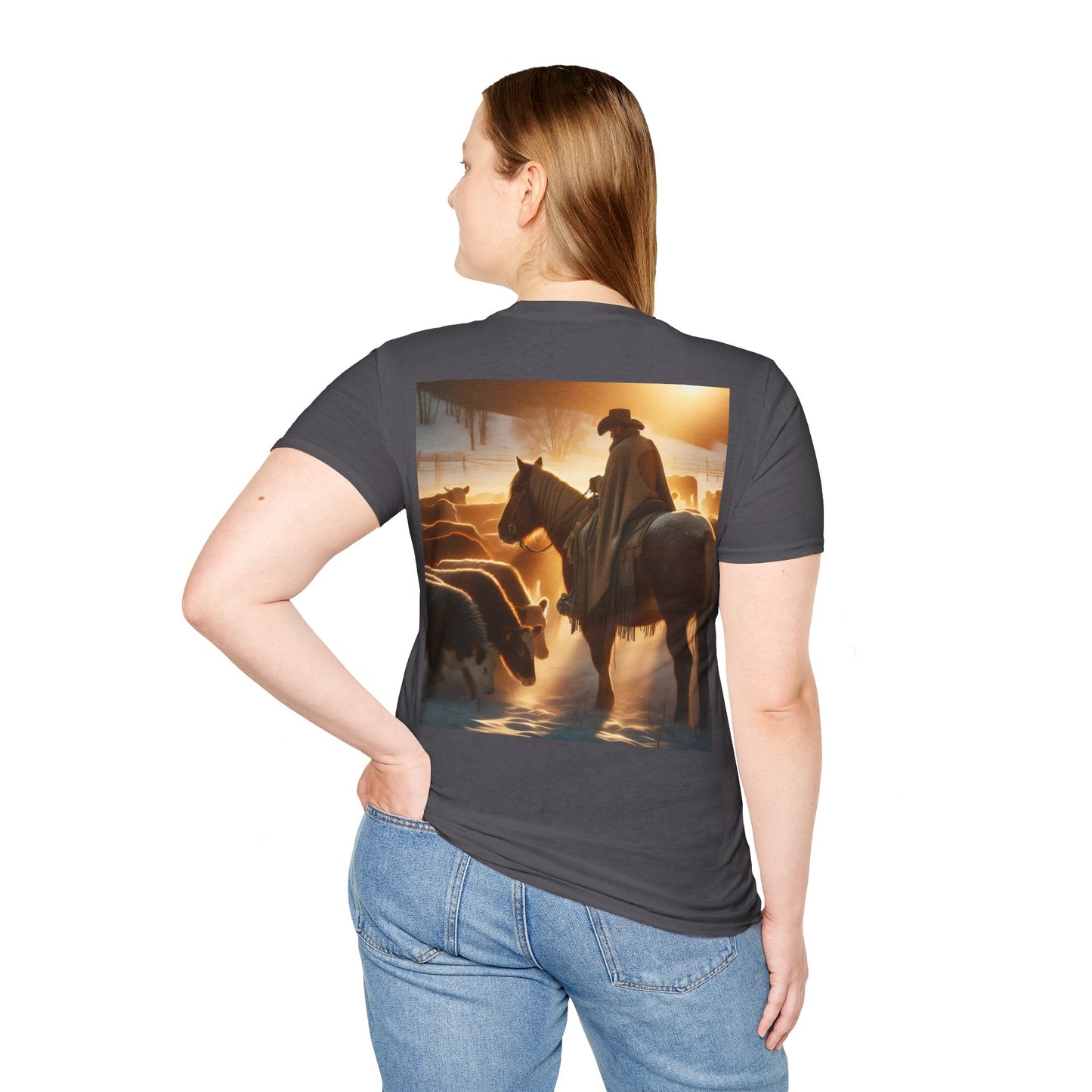 a cowboys winter morning Unisex Softstyle T-Shirt