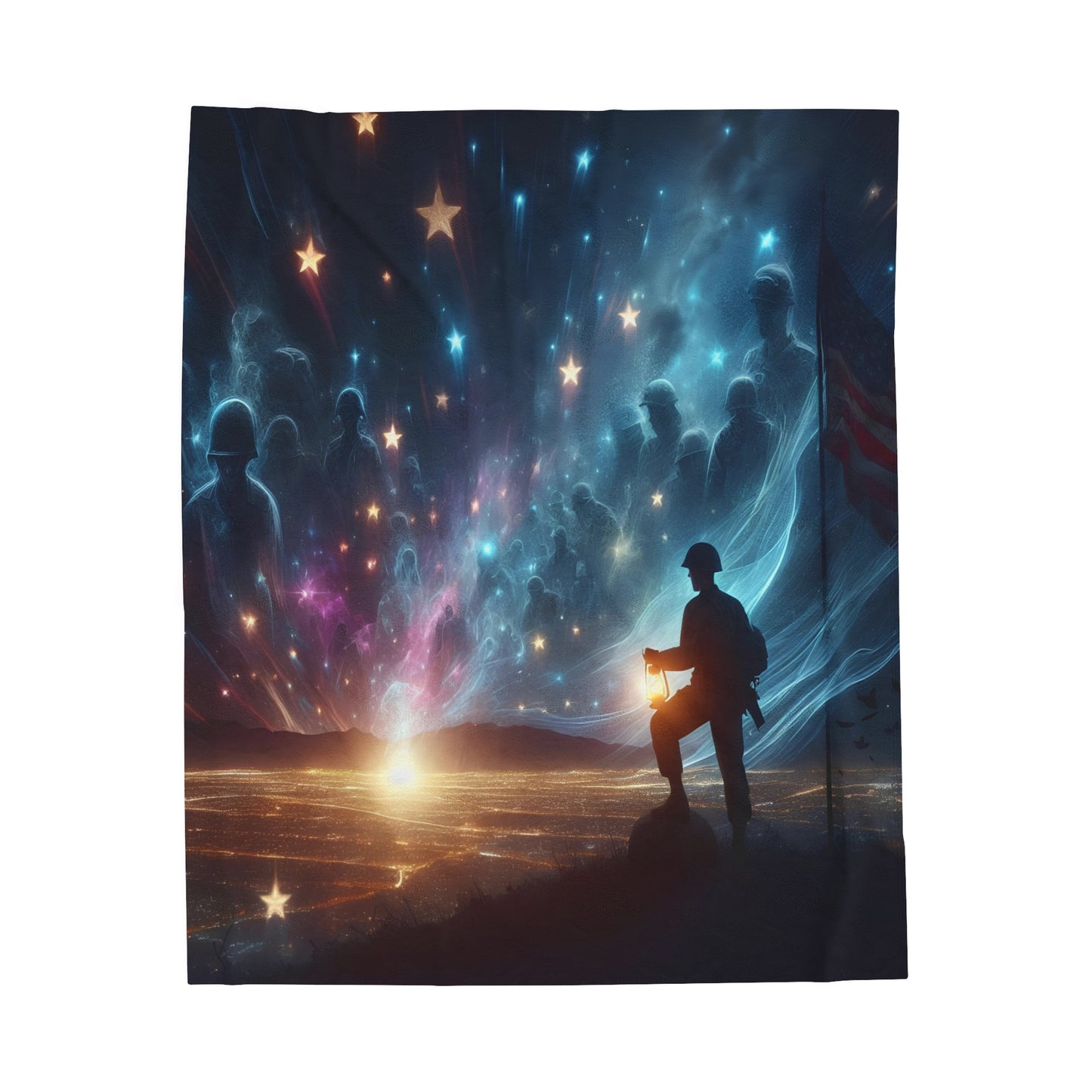 A soldier starry night Velveteen Plush Blanket