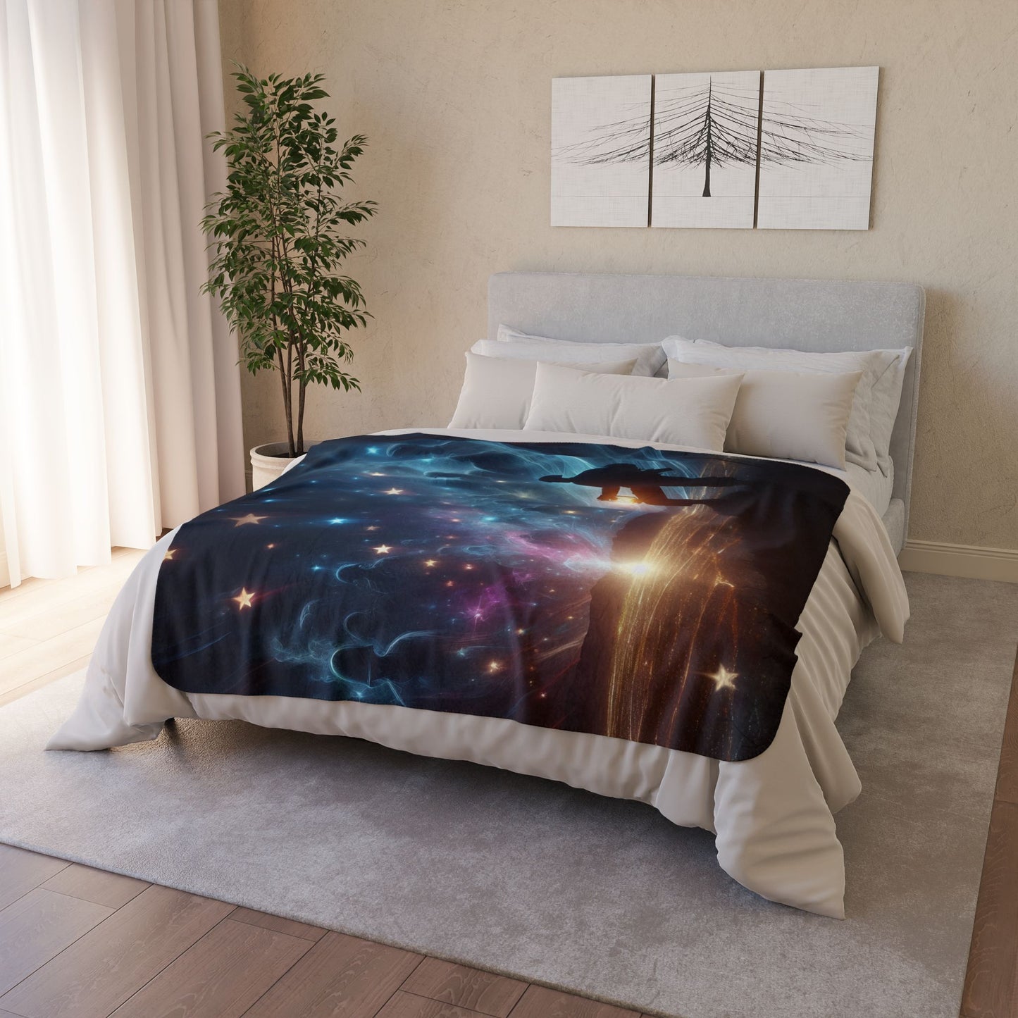 A soldier starry night Fleece Sherpa Blanket