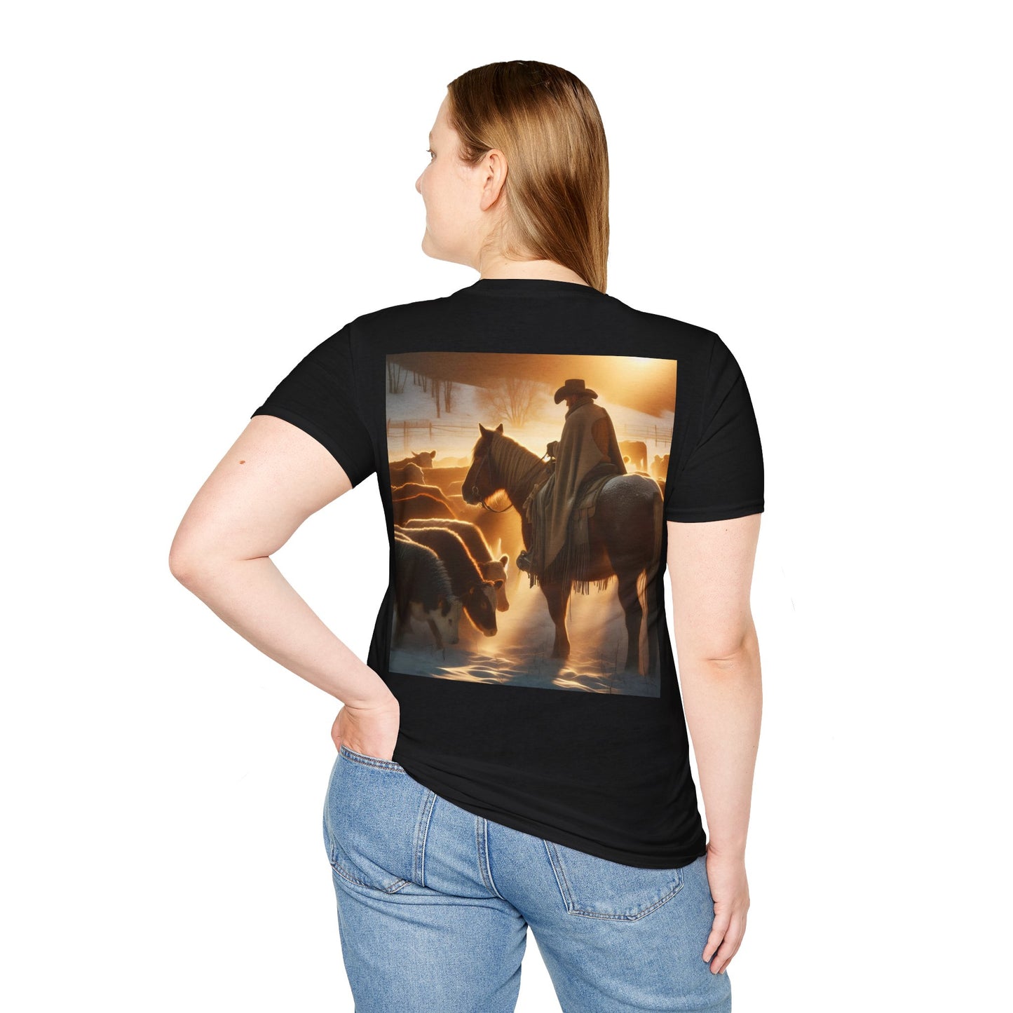 a cowboys winter morning Unisex Softstyle T-Shirt