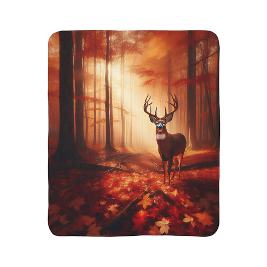 Antlered Silence Fleece Sherpa Blanket