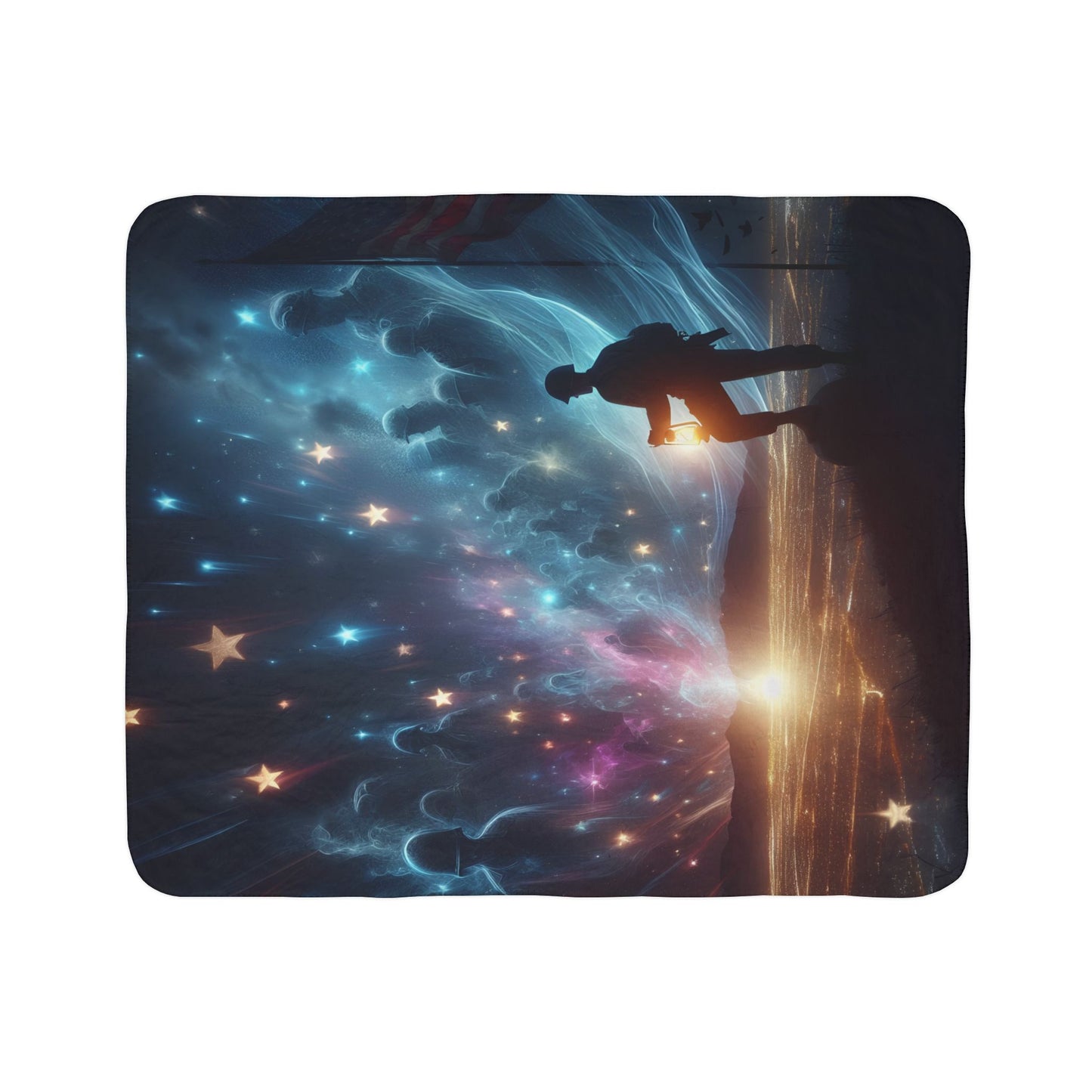 A soldier starry night Fleece Sherpa Blanket