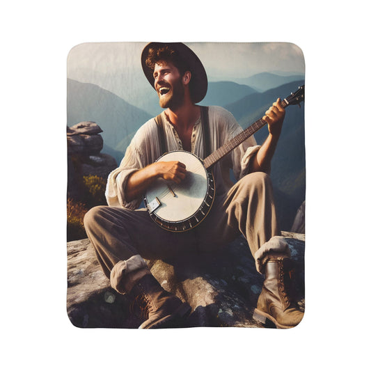 Appalachian banjo Fleece Sherpa Blanket