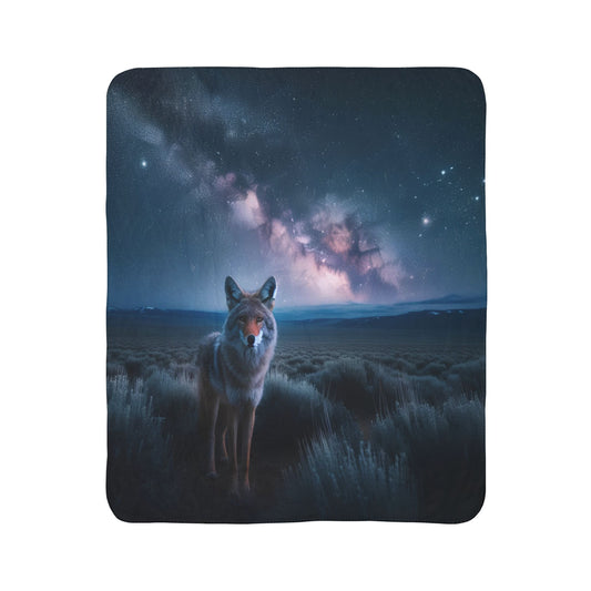 Celestial Coyote Sherpa Blanket