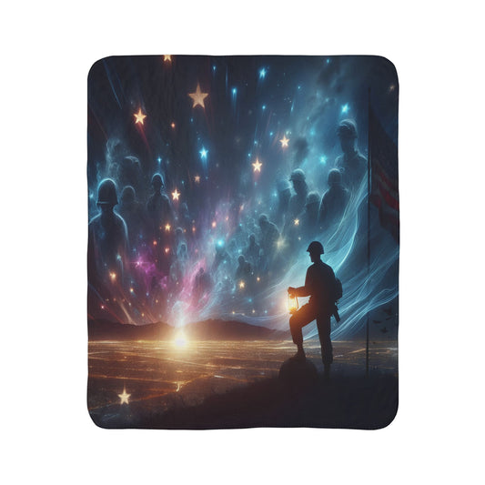 A soldier starry night Fleece Sherpa Blanket