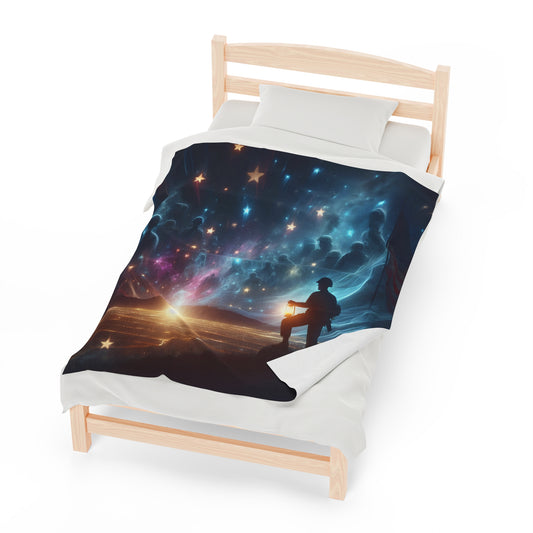 A soldier starry night Velveteen Plush Blanket