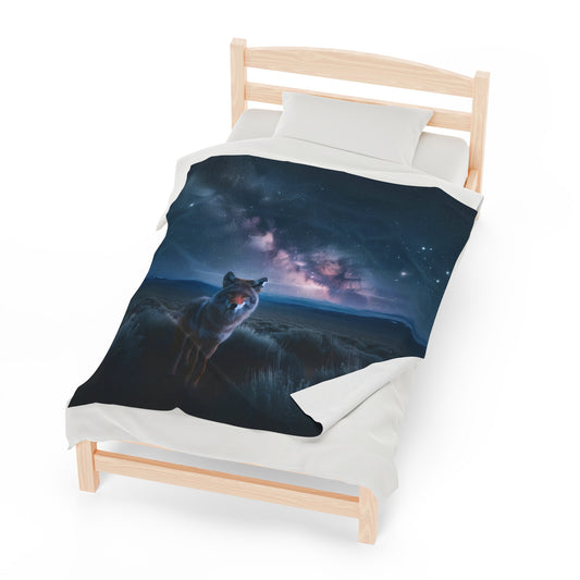 Celestial Coyote Plush Blanket